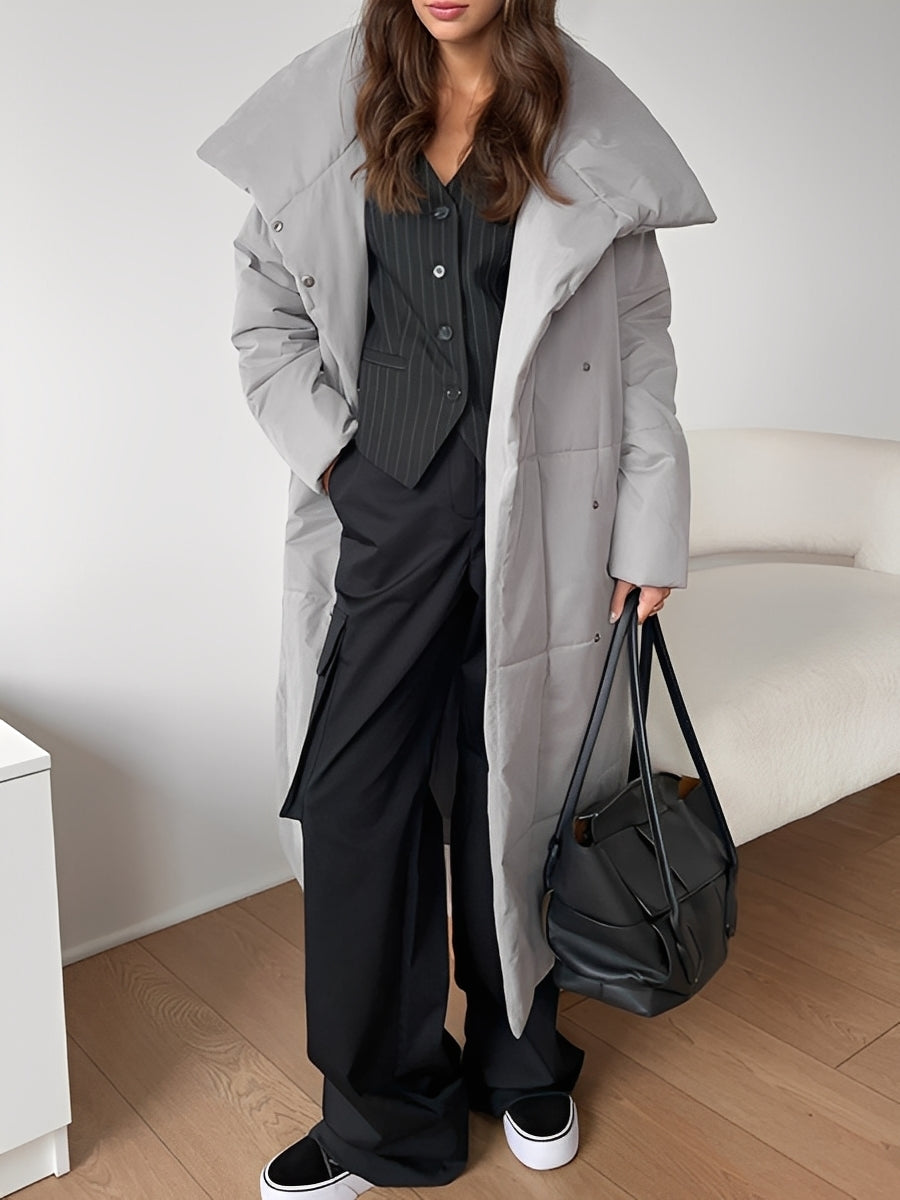 Adaline - Damska, długa, ciepła, w kratę kurtka