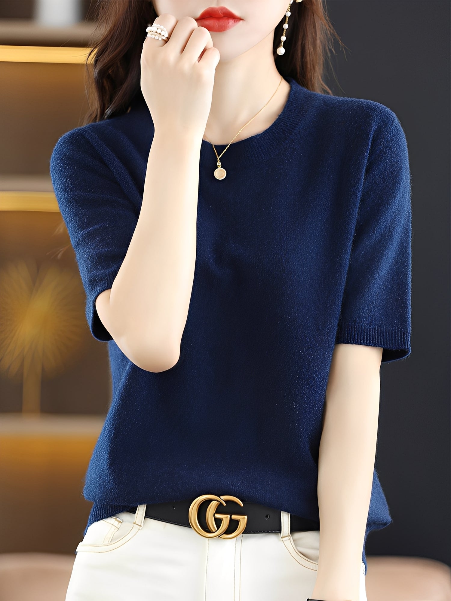 Blandine - Sweter z krótkimi rękawami dla kobiet