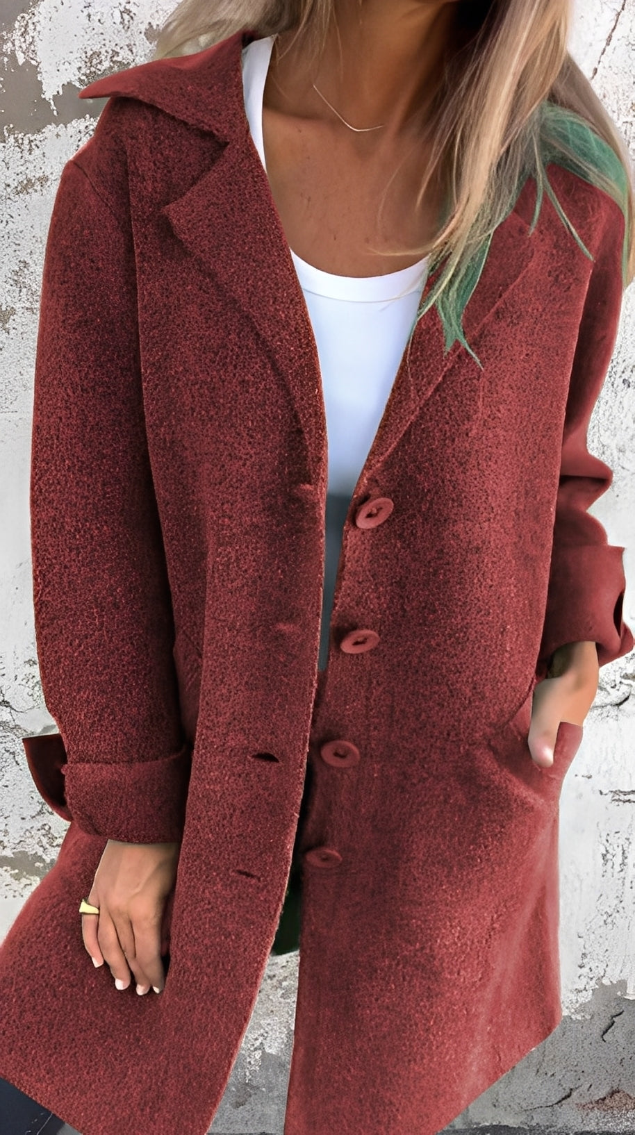 Meridith - Szykowny płaszcz z klapami, długi model dla kobiet