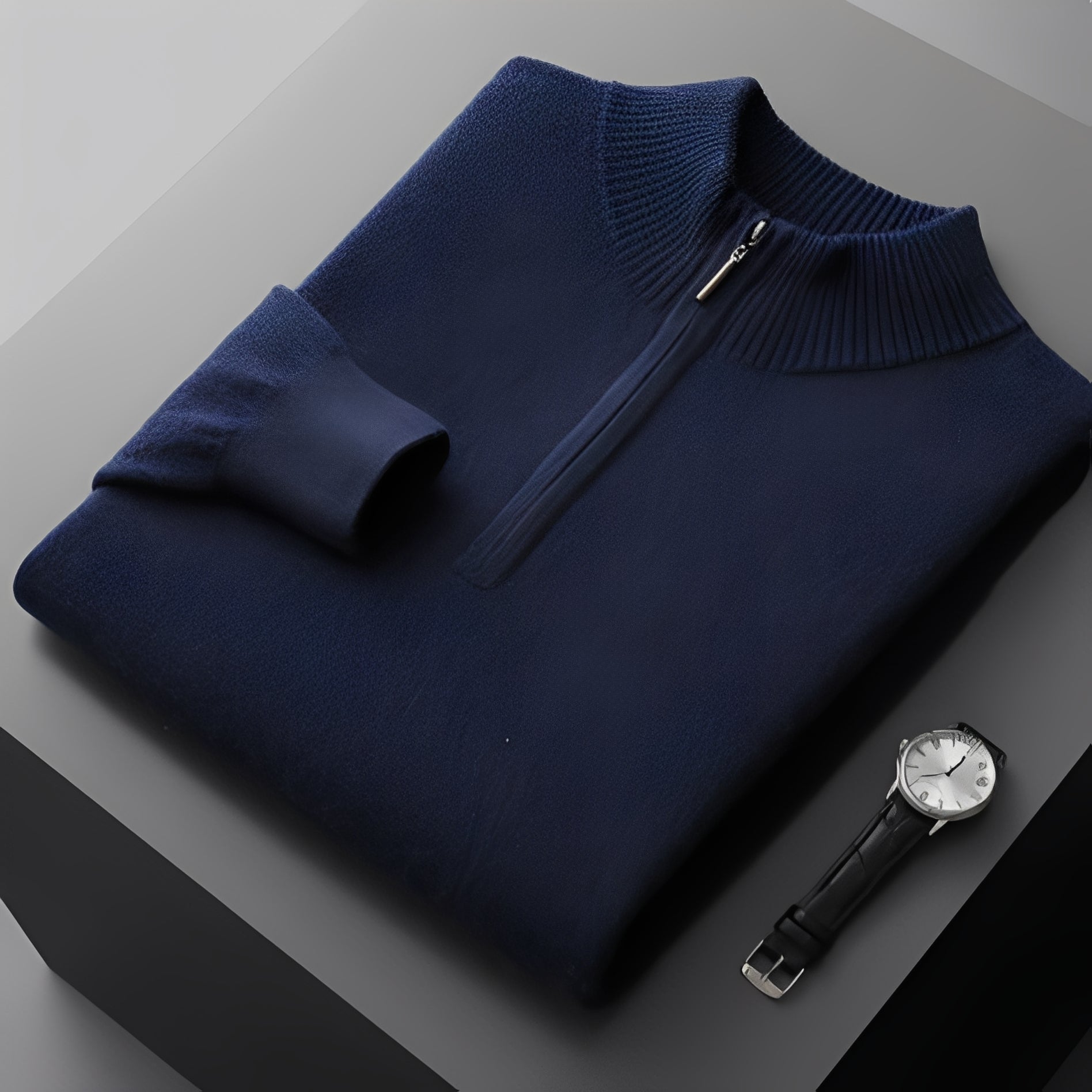 Weldon - Męski sweter z częściowym zamkiem