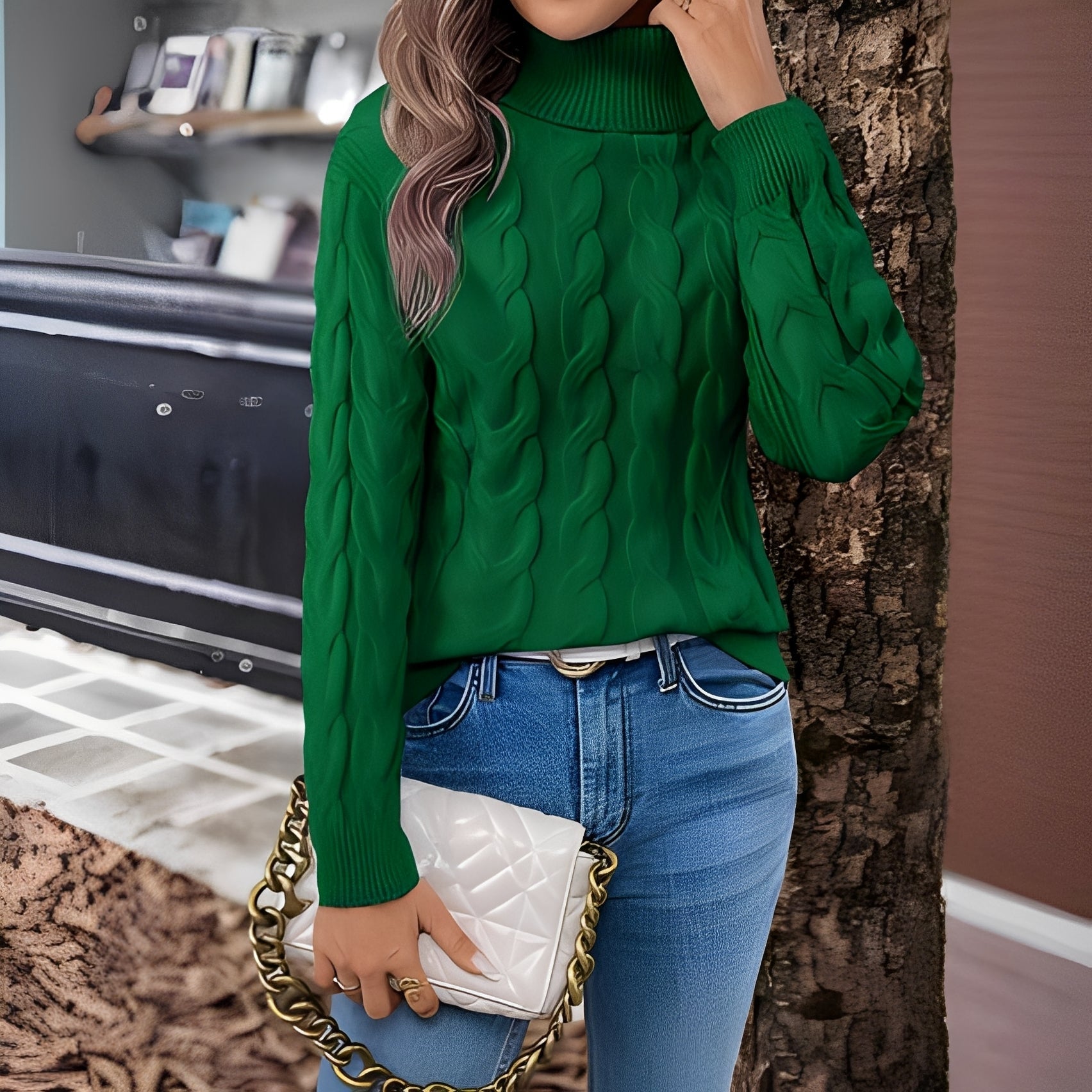 Amélie - Ciepły bawełniany golf dla kobiet