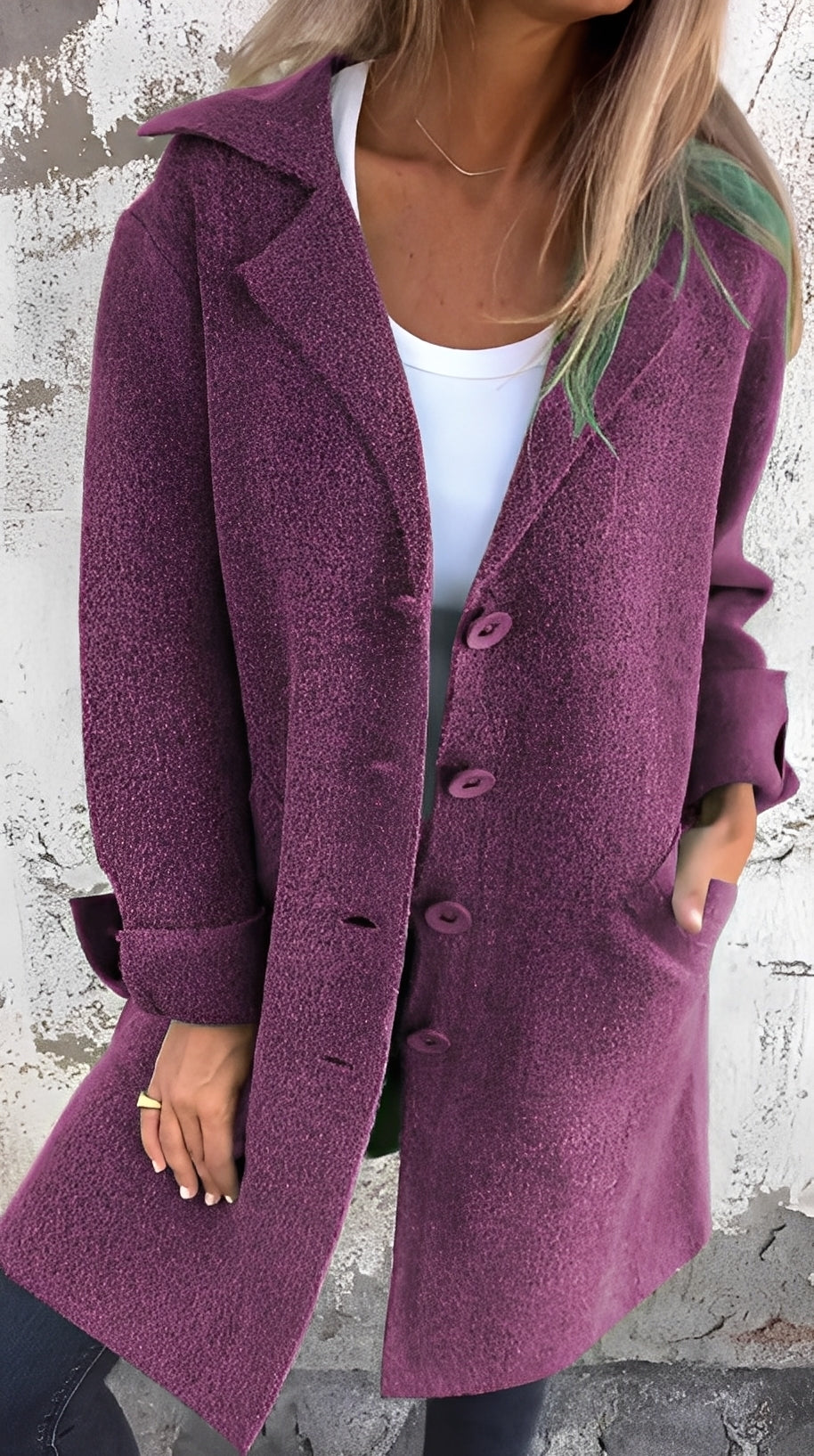 Meridith - Szykowny płaszcz z klapami, długi model dla kobiet