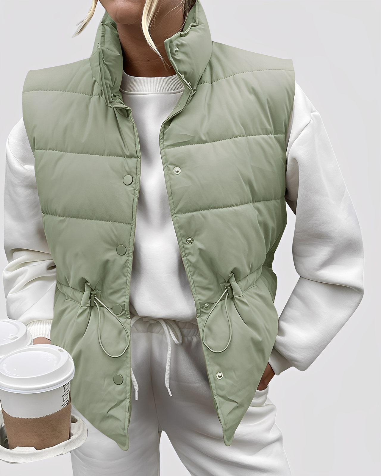 Aimee - Lekka, pikowana kamizelka dla kobiet z jednym rzędem guzików