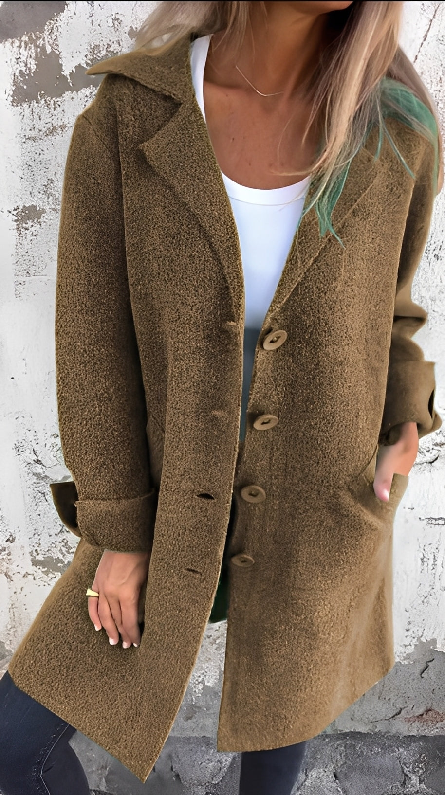 Meridith - Szykowny płaszcz z klapami, długi model dla kobiet