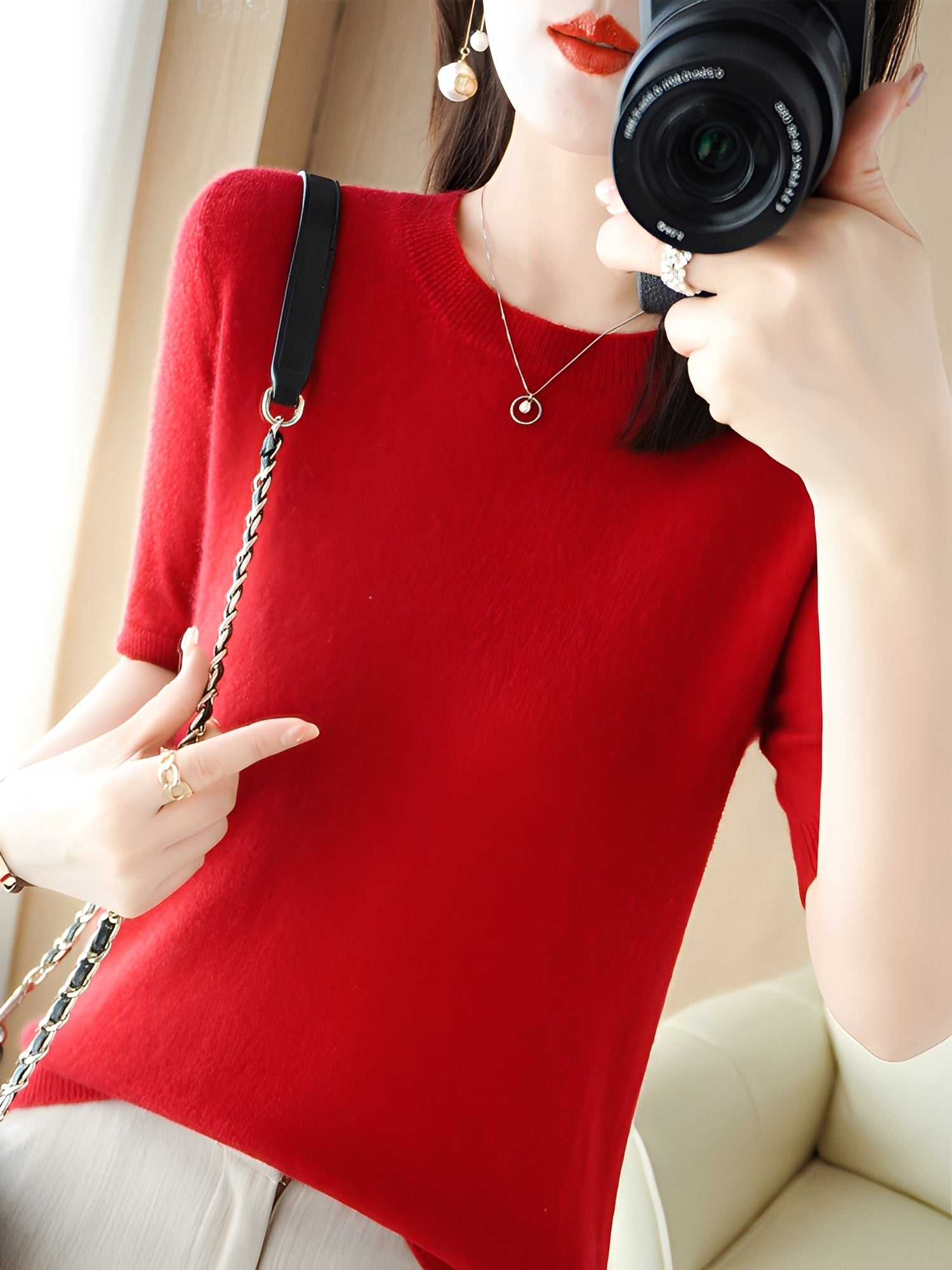 Blandine - Sweter z krótkimi rękawami dla kobiet