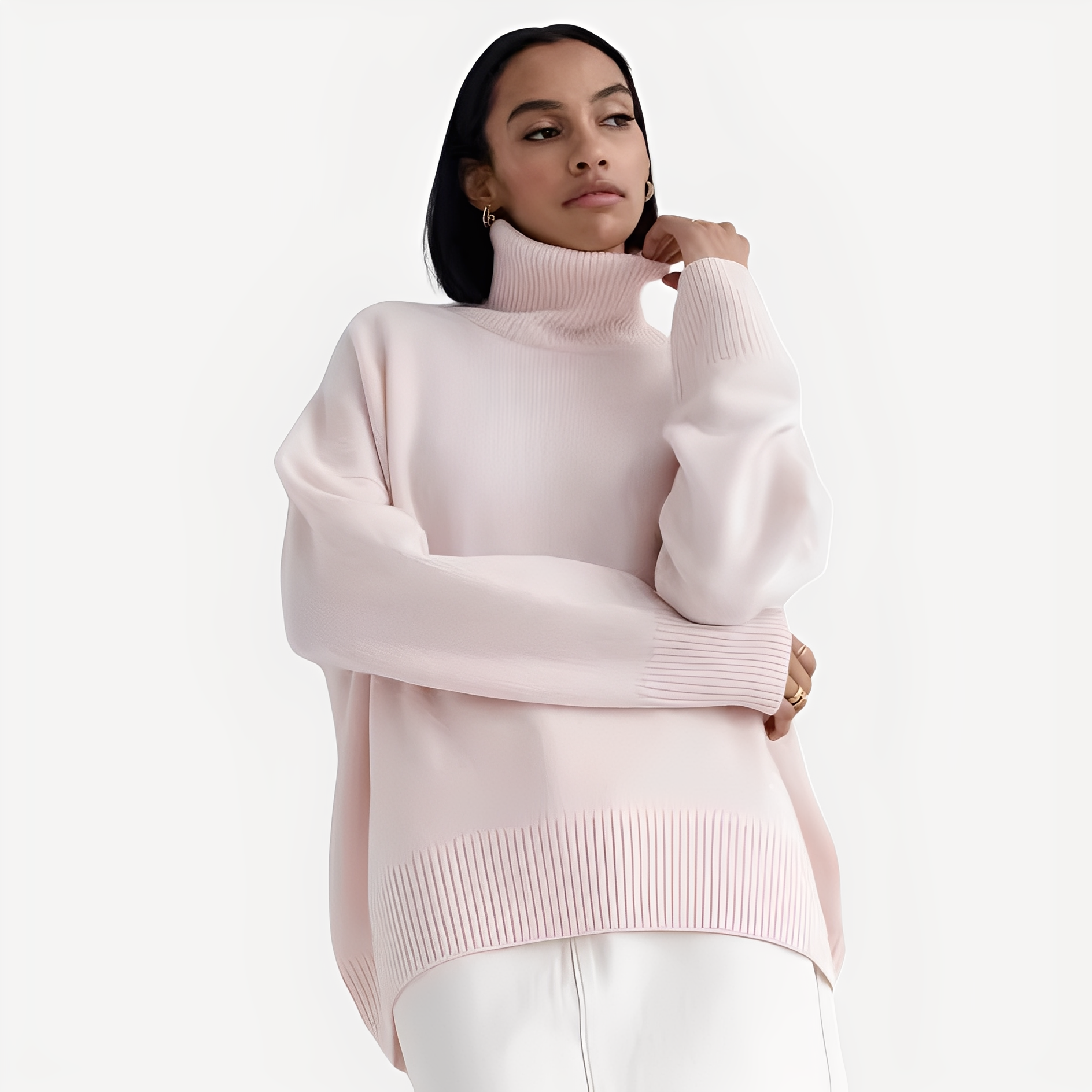 Margery - Damski sweter z wysokim kołnierzem w luźnym stylu