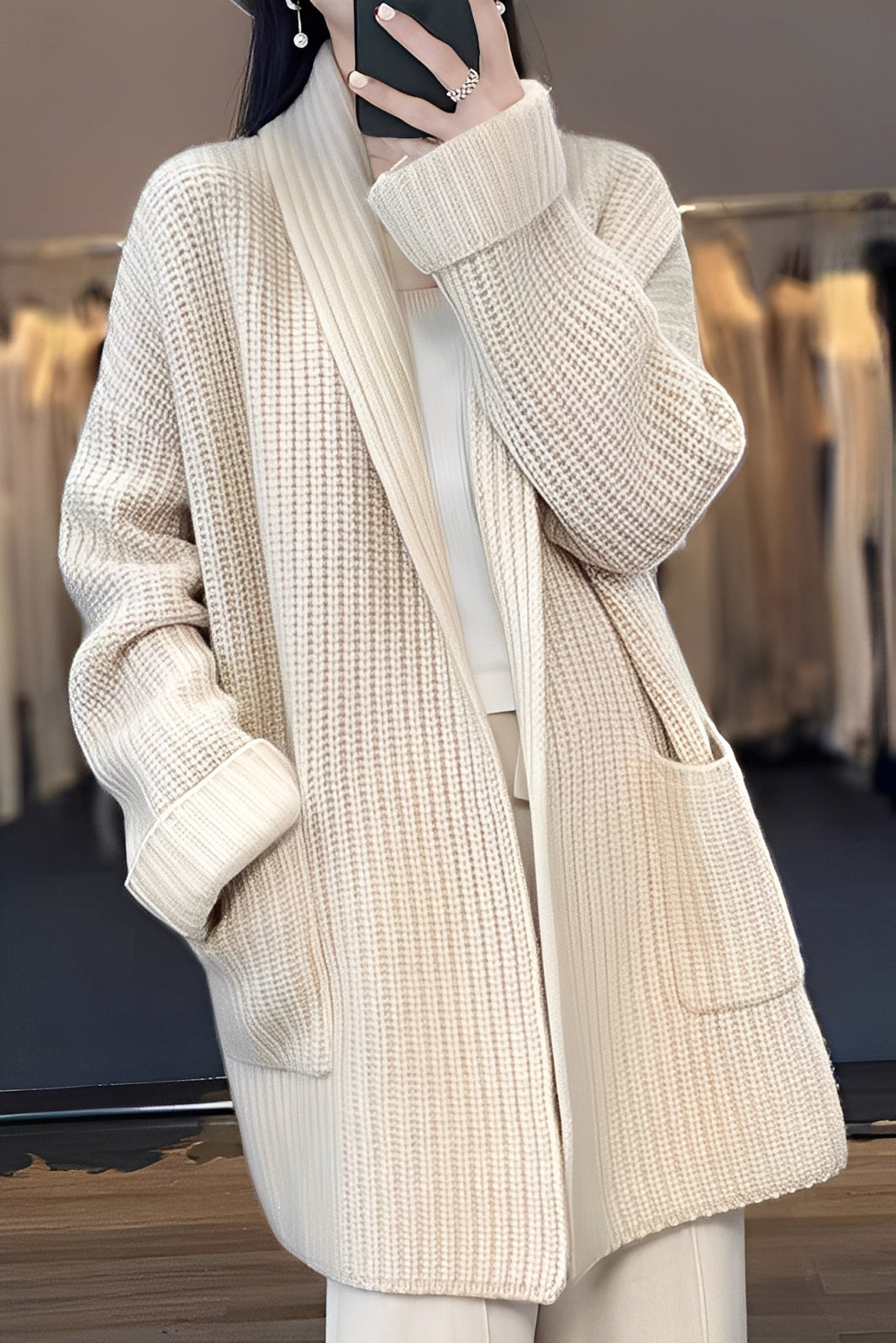 Suzanna - Stylowy, długi kardigan damski