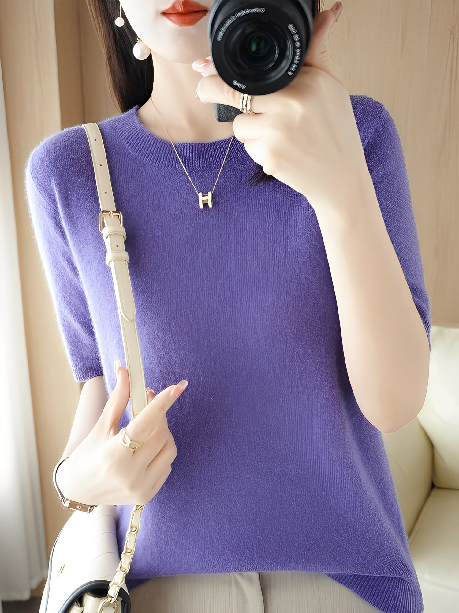 Blandine - Sweter z krótkimi rękawami dla kobiet