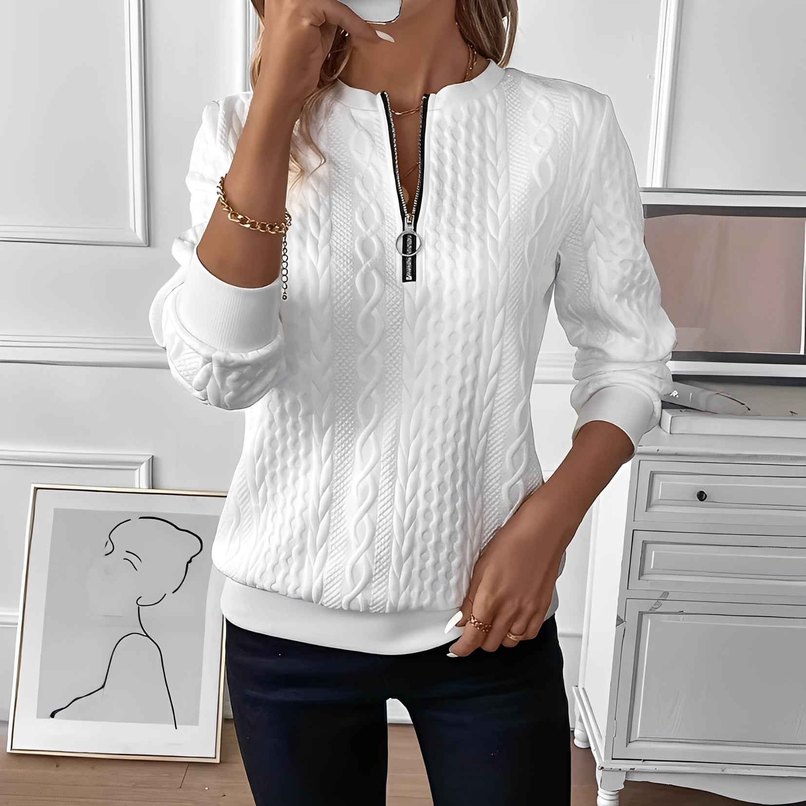 Chesley - Stylowy damski sweter z zamkiem