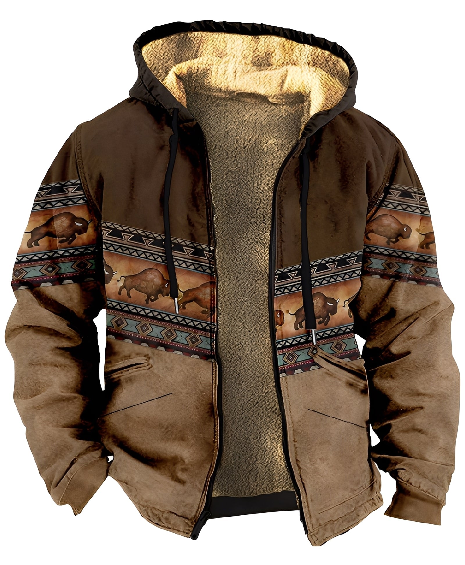 Mervin - Kolorowa welurowa kurtka z kapturem dla mężczyzn