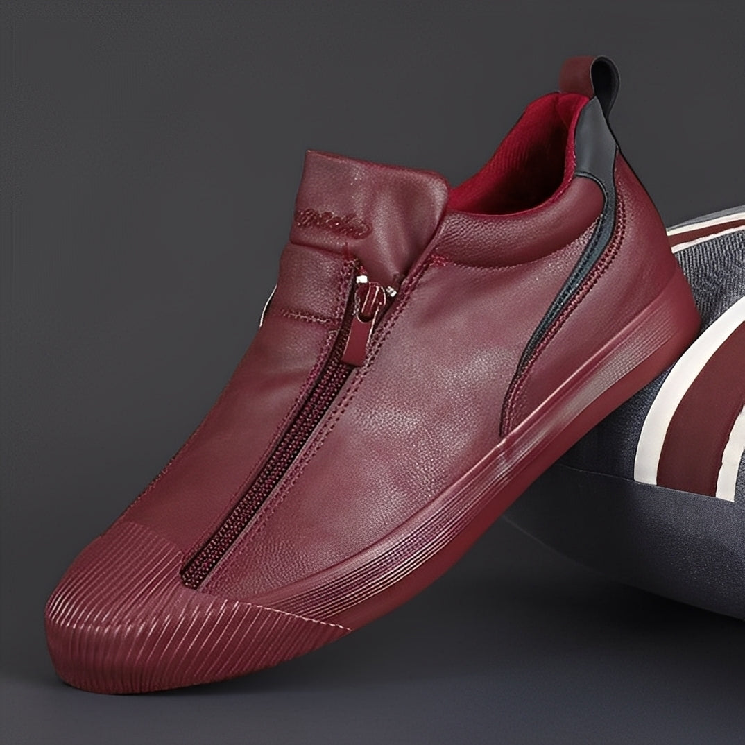 Nathan - Eleganckie damskie buty skórzane z zamkiem błyskawicznym