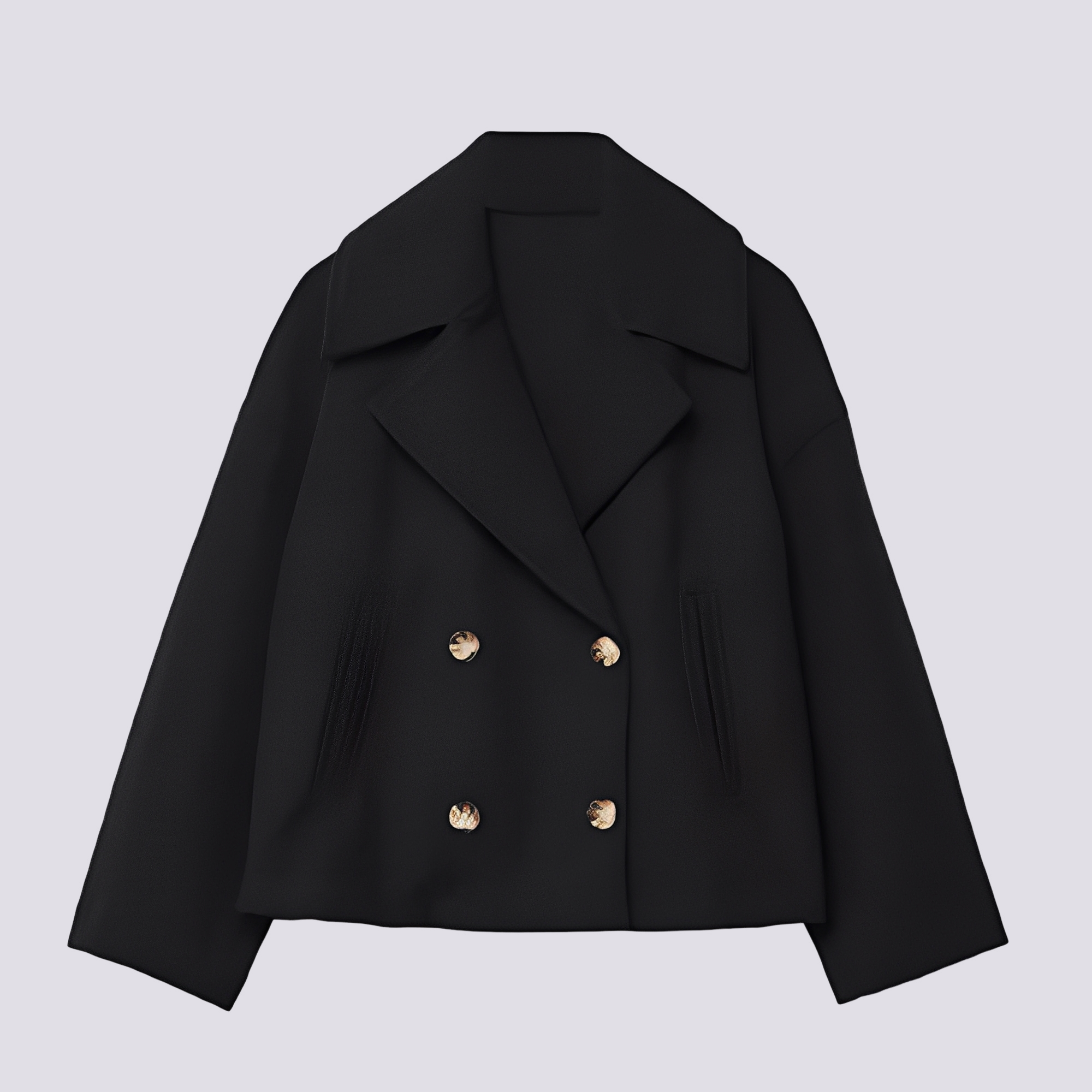 Bethney - Stylowa, krótka kurtka wełniana z klasycznym kołnierzem dla kobiet