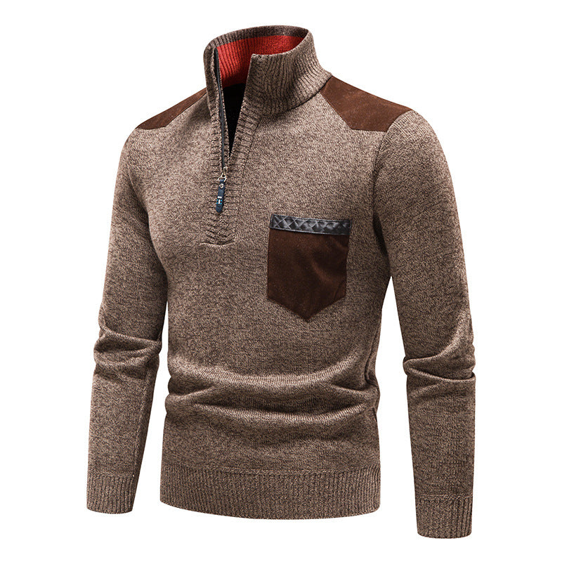 Rayne - Stylowy męski sweter z zamkiem i kieszonką