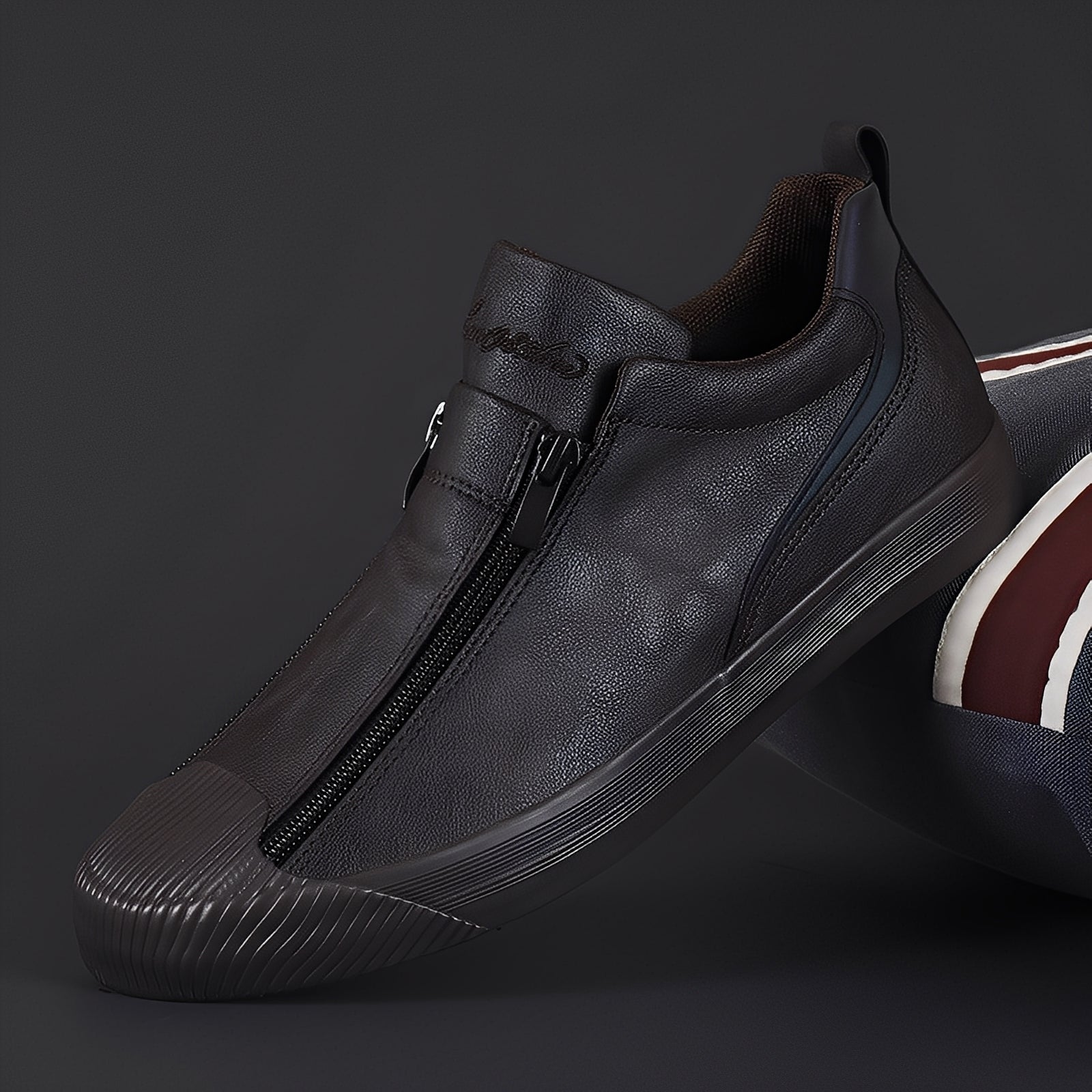 Nathan - Eleganckie damskie buty skórzane z zamkiem błyskawicznym