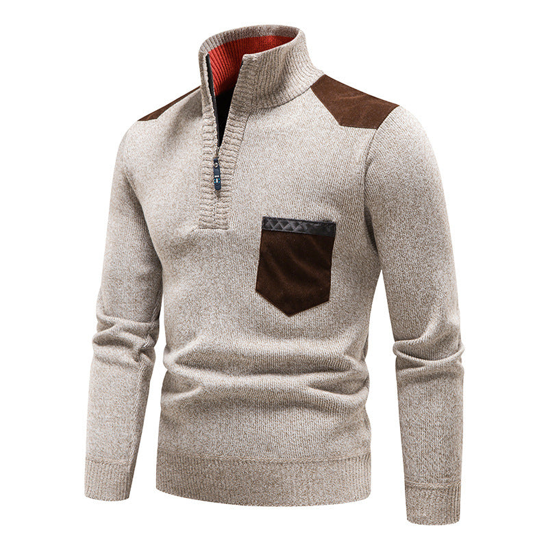 Rayne - Stylowy męski sweter z zamkiem i kieszonką