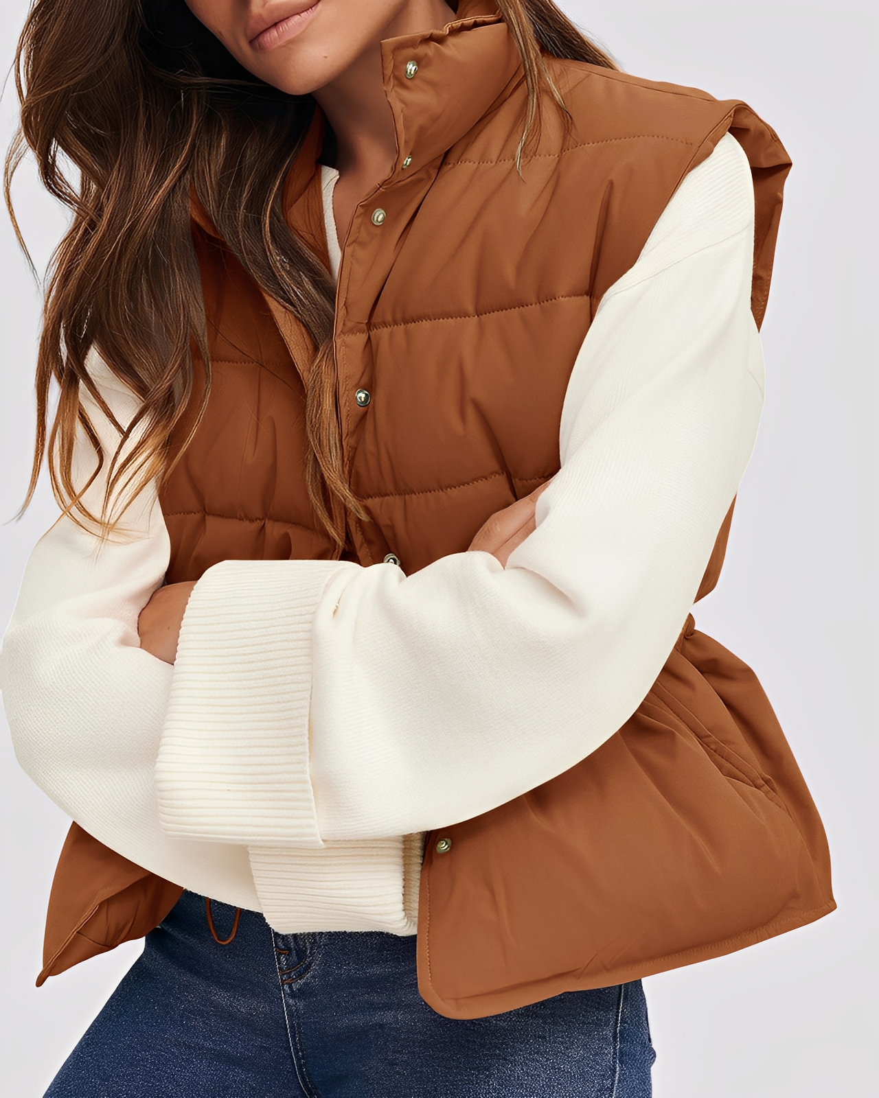 Aimee - Lekka, pikowana kamizelka dla kobiet z jednym rzędem guzików