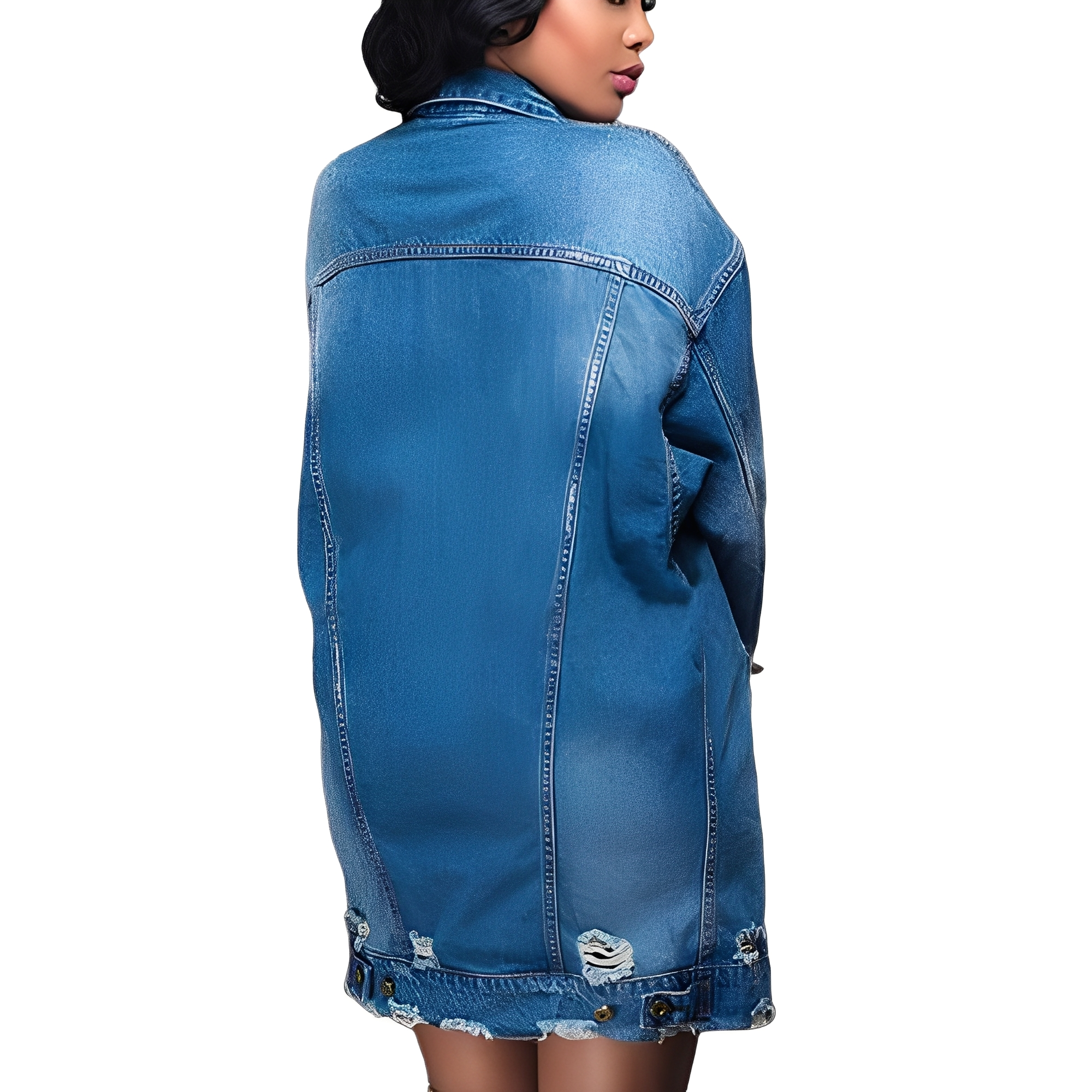 Yasmin - Długa damska kurtka dżinsowa w stylu oversize