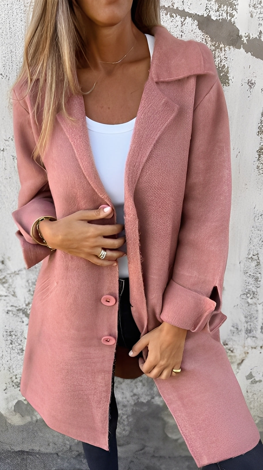 Meridith - Szykowny płaszcz z klapami, długi model dla kobiet