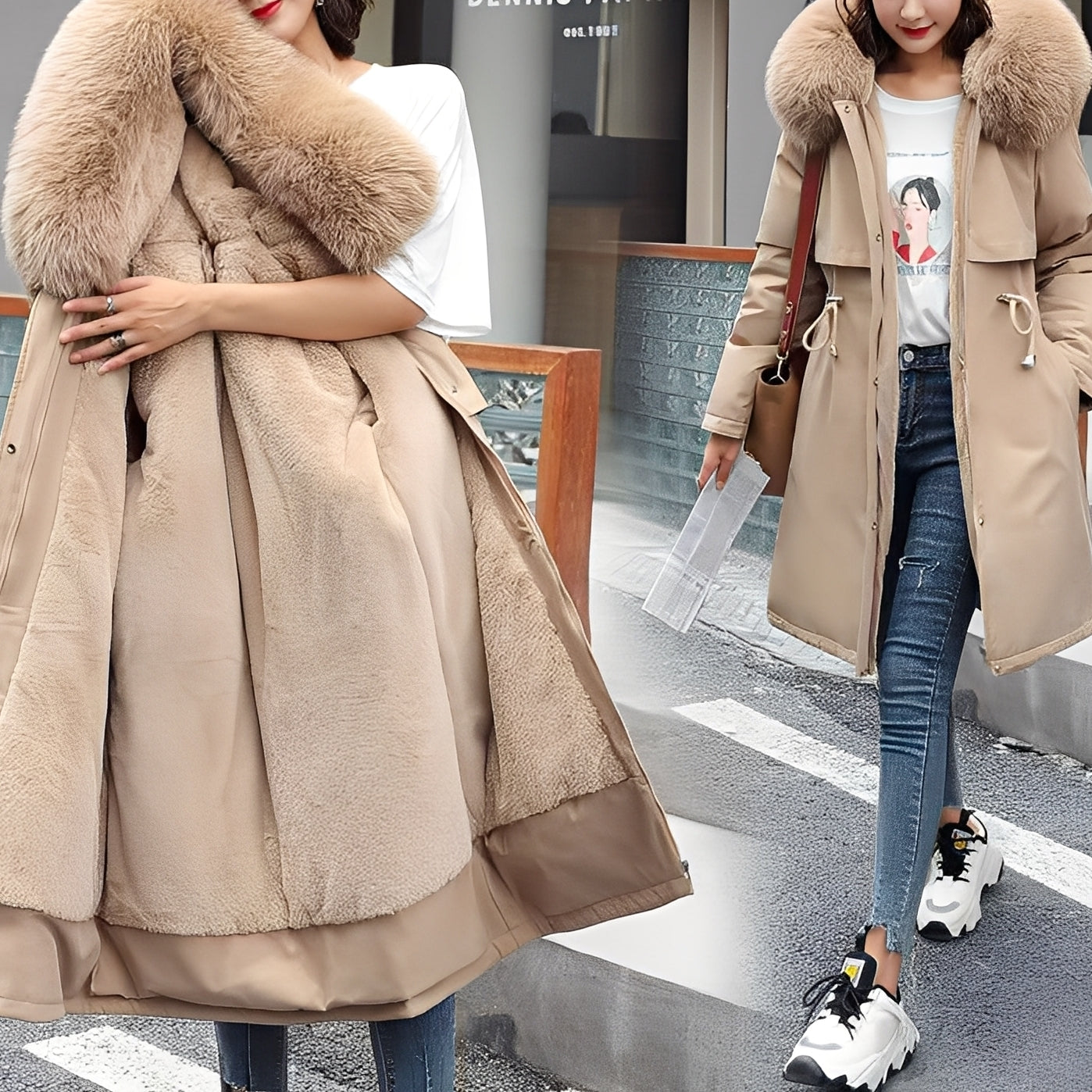 Evette - Stylowy, ciepły płaszcz pikowany z kapturem dla kobiet