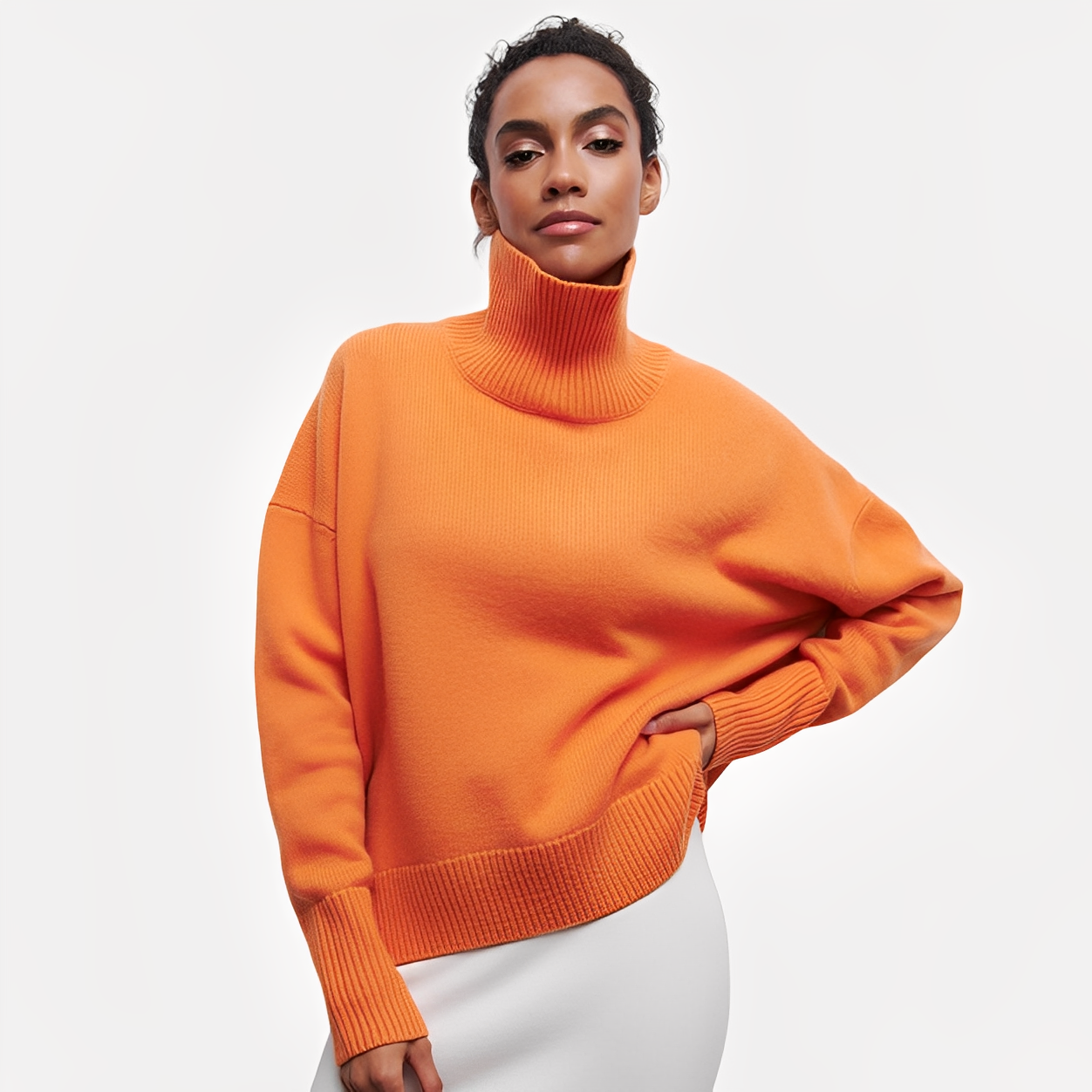 Margery - Damski sweter z wysokim kołnierzem w luźnym stylu