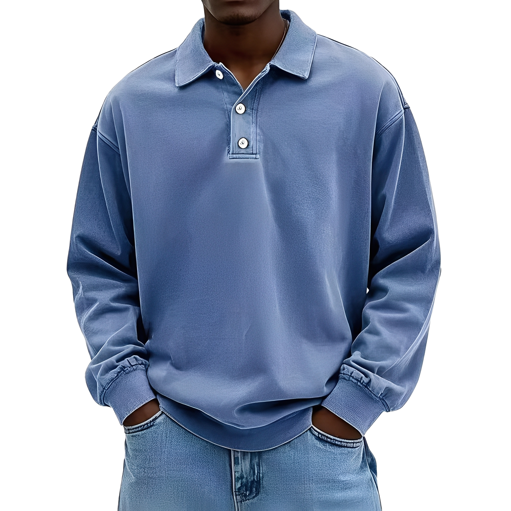 Chris - Klasyczna męska koszulka z grubego materiału z długimi rękawami