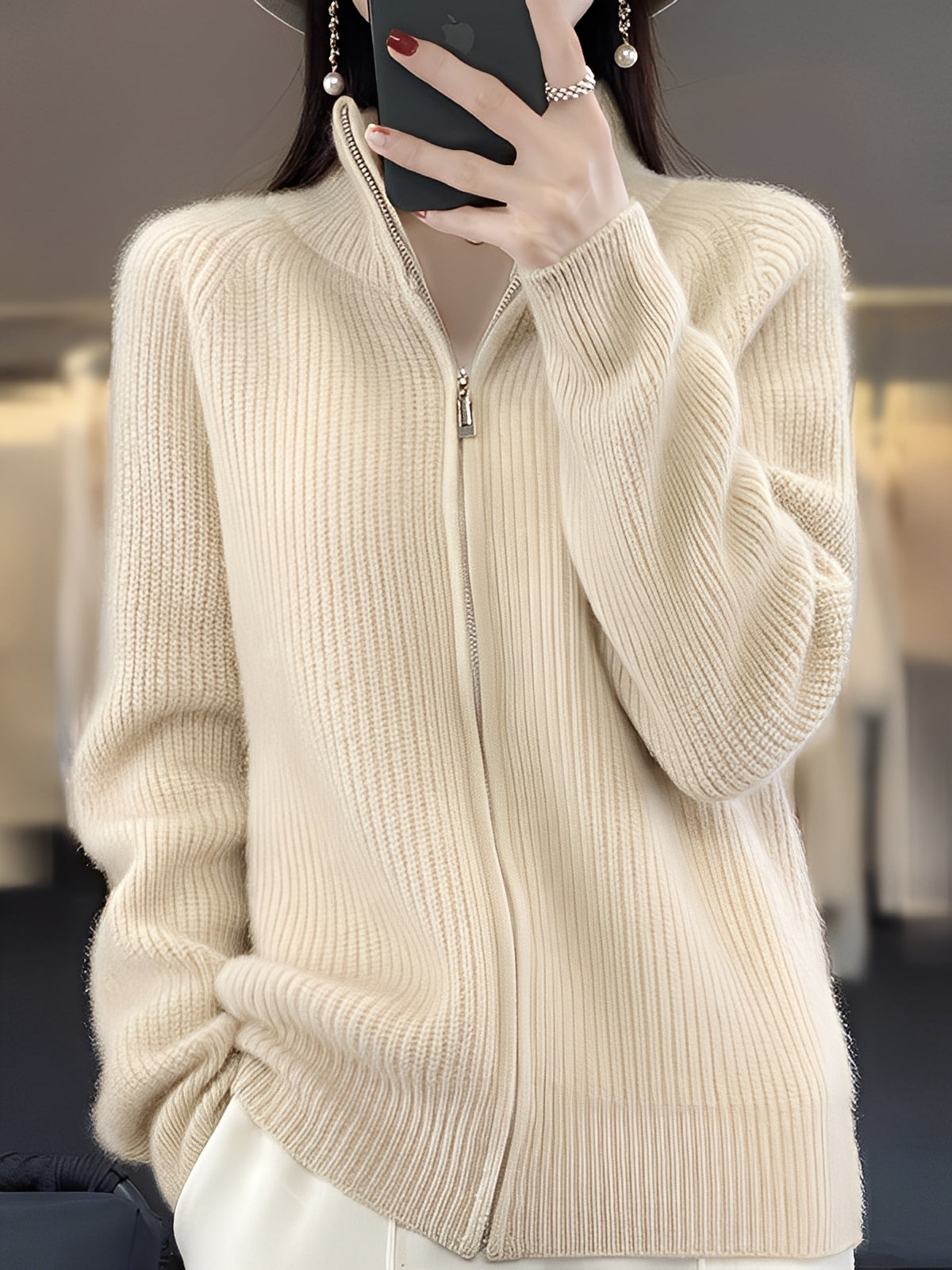 Brylee - Elegancka kurtka z wełny z zamkiem dla kobiet