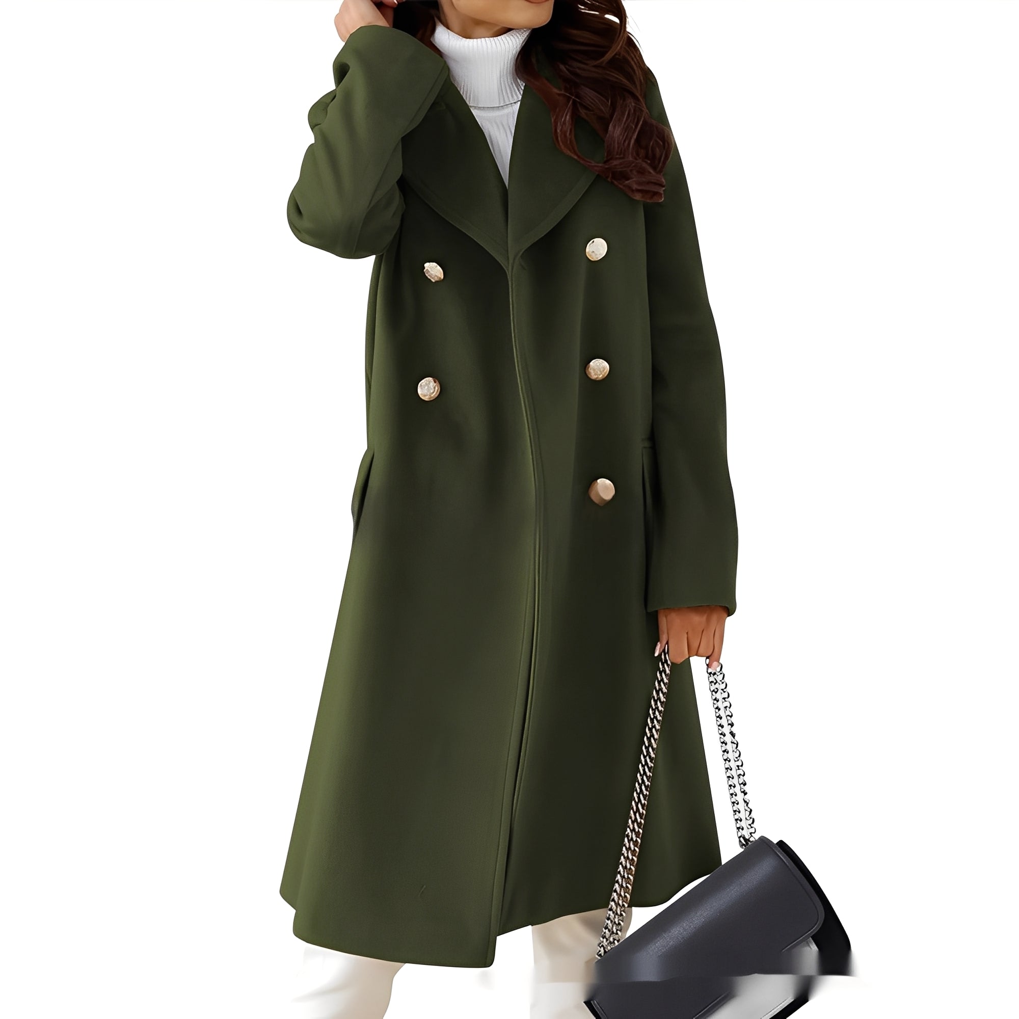 Amanda - Elegancki dwurzędowy płaszcz damski