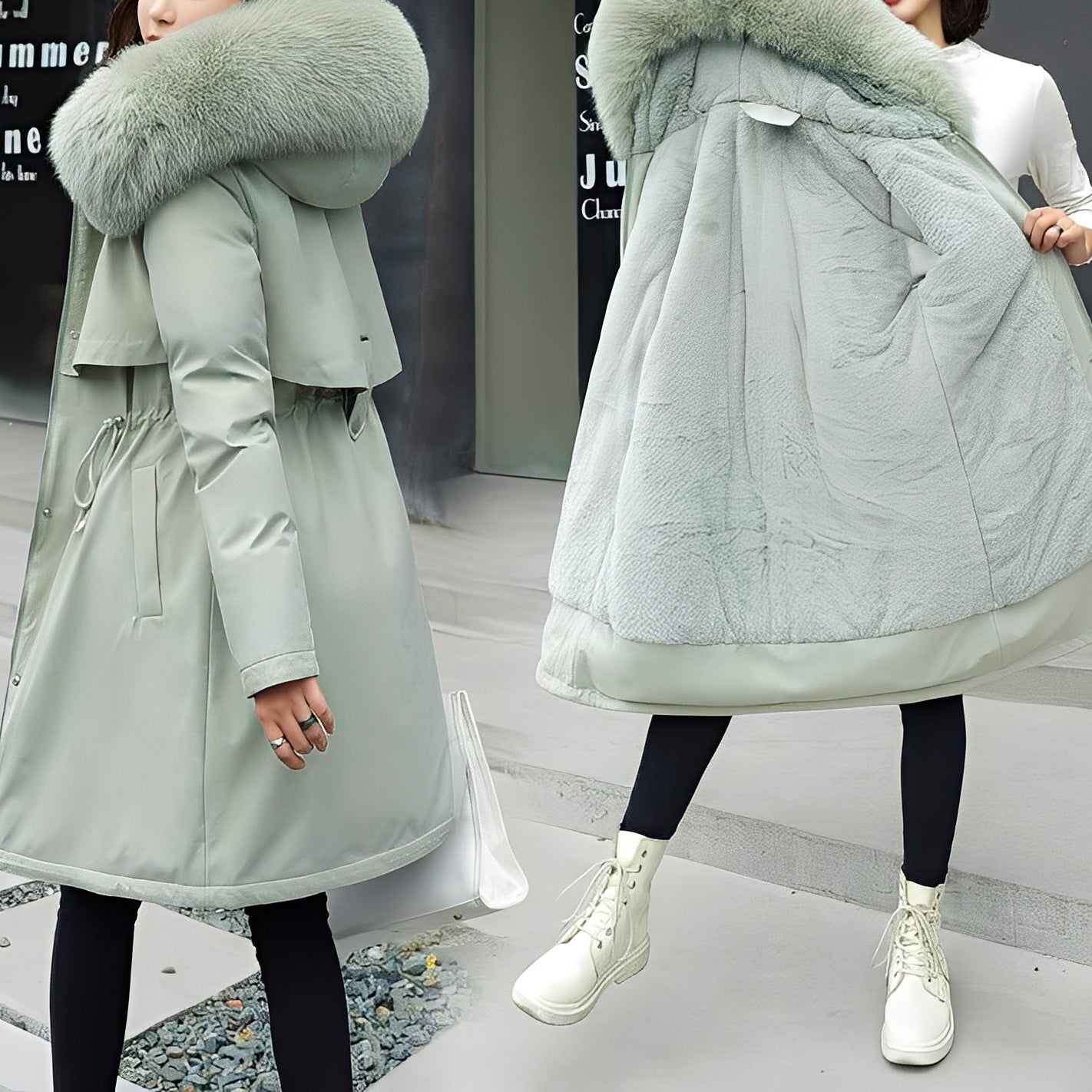 Evette - Stylowy, ciepły płaszcz pikowany z kapturem dla kobiet