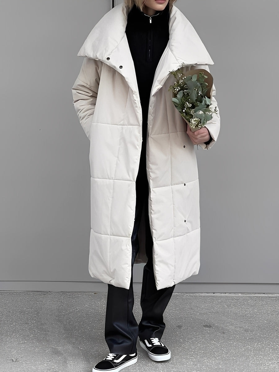 Adaline - Damska, długa, ciepła, w kratę kurtka