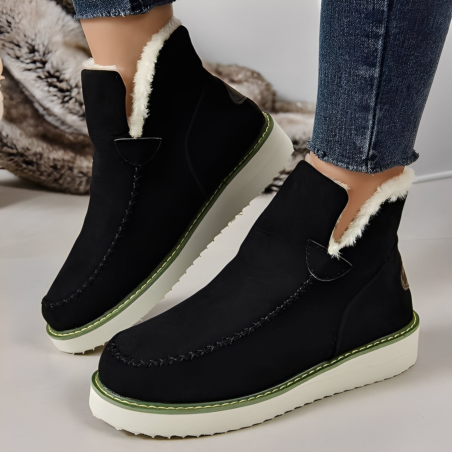 Ashlee - Damskie ciepłe zimowe buty na koturnie