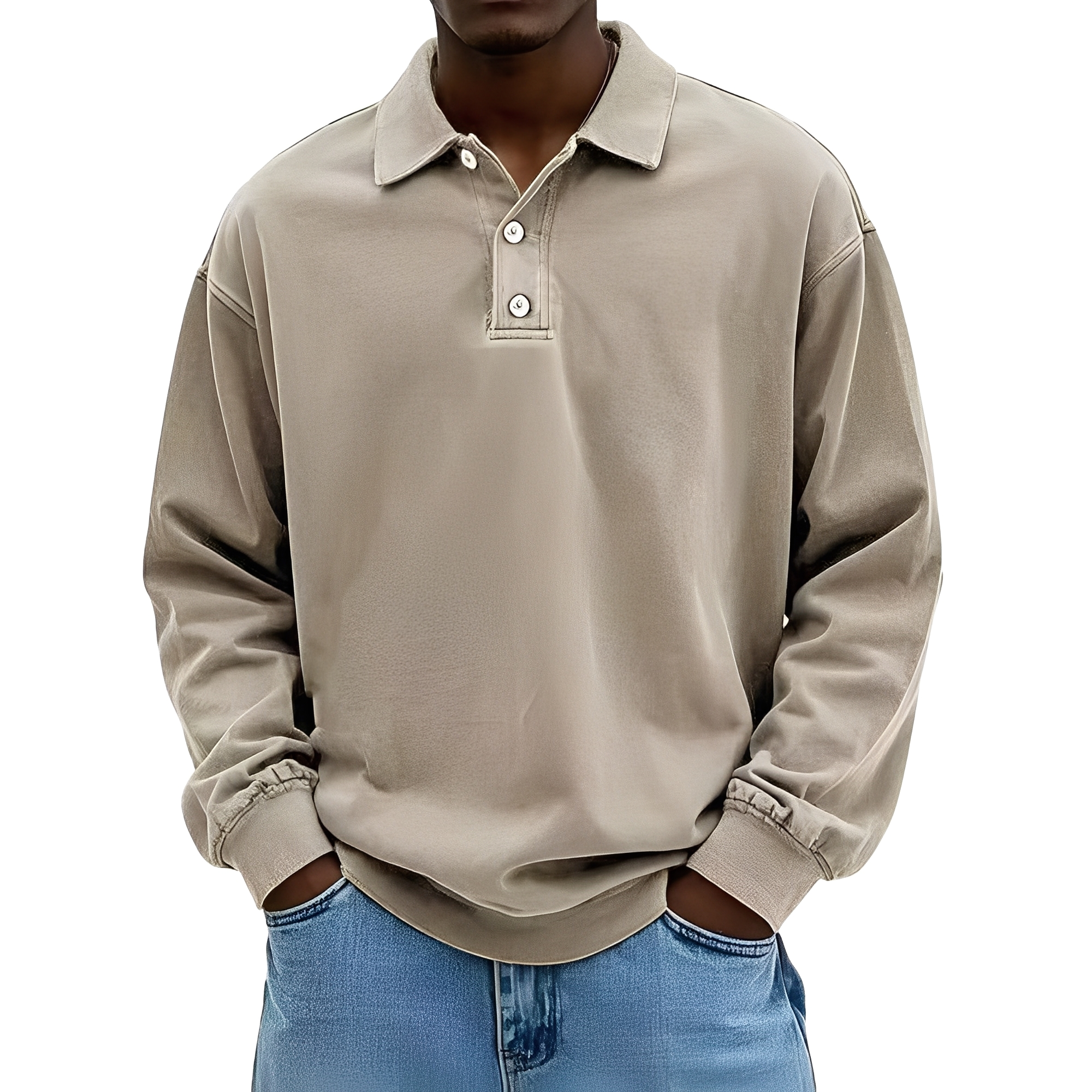 Chris - Klasyczna męska koszulka z grubego materiału z długimi rękawami