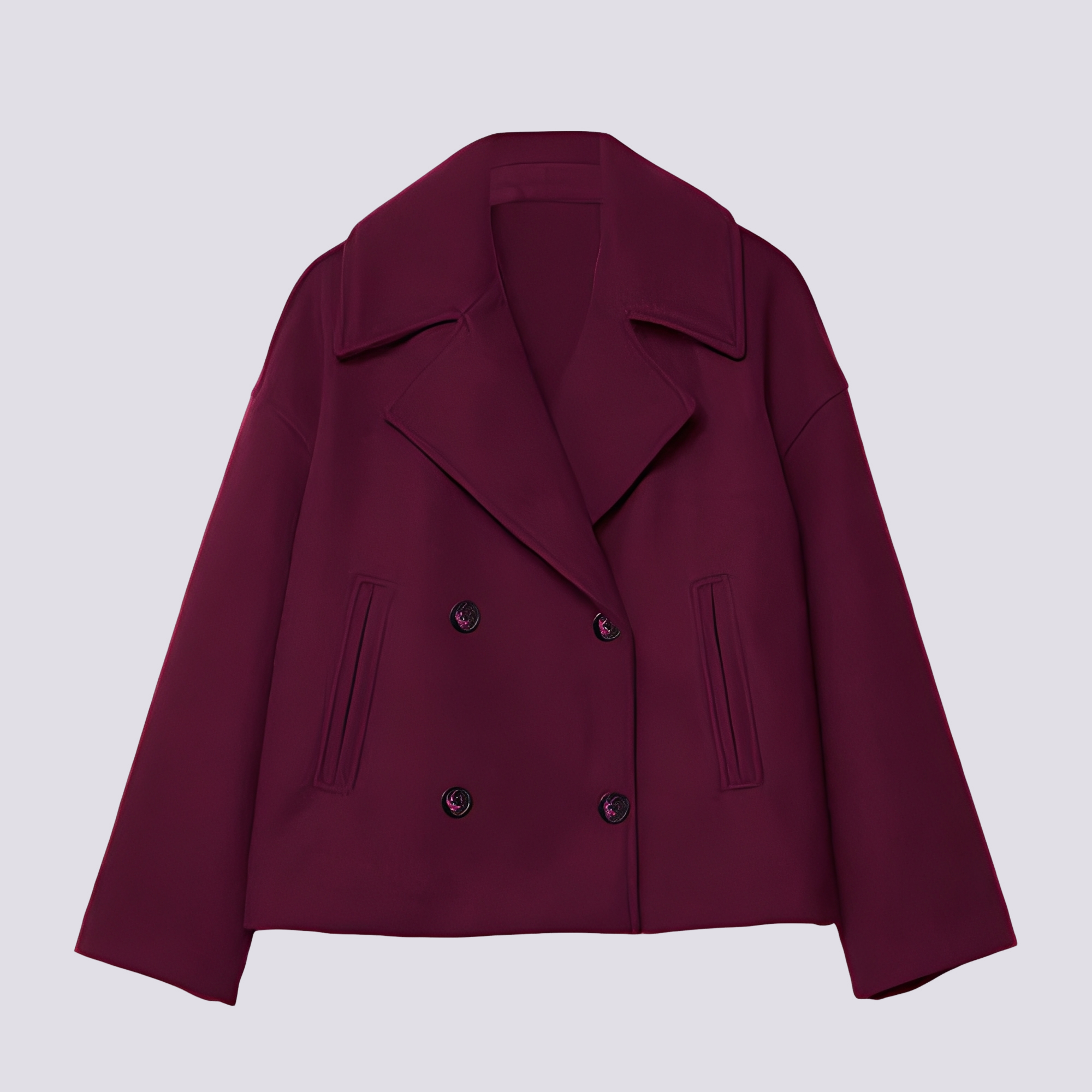 Bethney - Stylowa, krótka kurtka wełniana z klasycznym kołnierzem dla kobiet