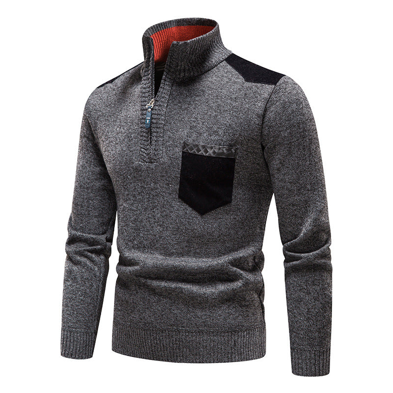 Rayne - Stylowy męski sweter z zamkiem i kieszonką