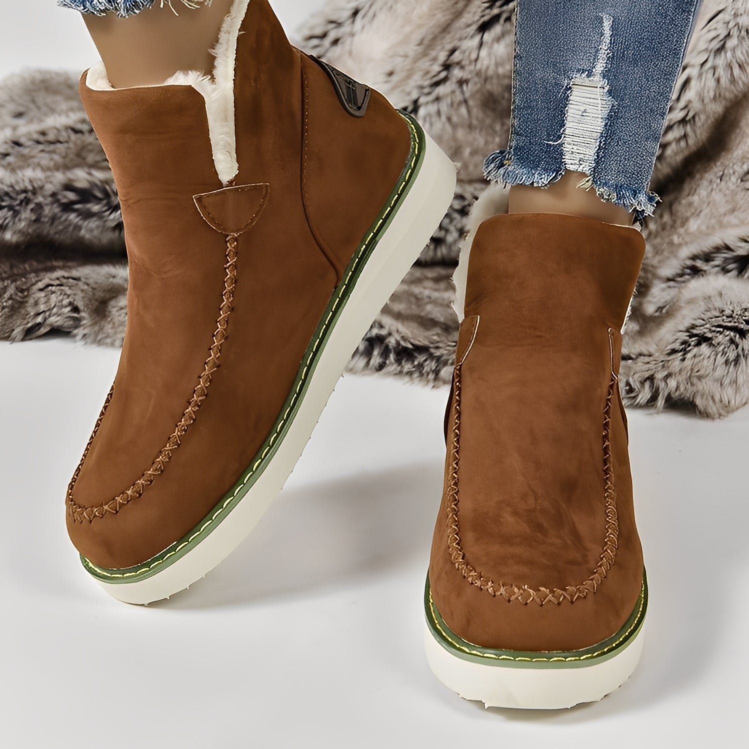 Ashlee - Damskie ciepłe zimowe buty na koturnie