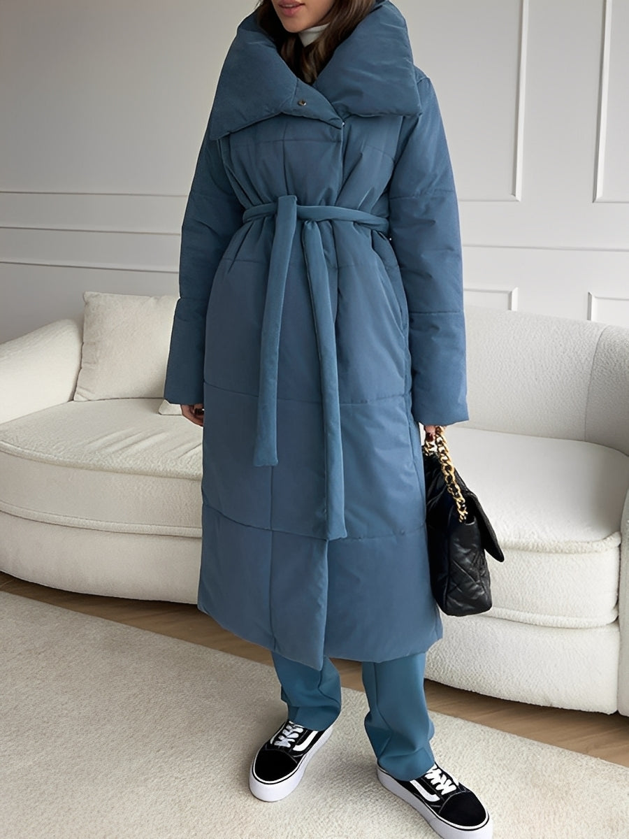 Adaline - Damska, długa, ciepła, w kratę kurtka