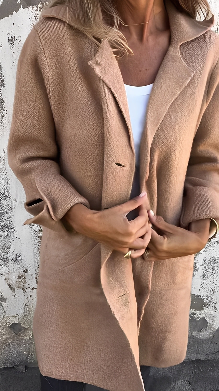 Meridith - Szykowny płaszcz z klapami, długi model dla kobiet