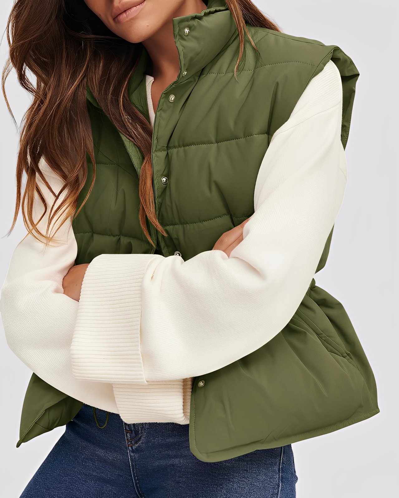 Aimee - Lekka, pikowana kamizelka dla kobiet z jednym rzędem guzików