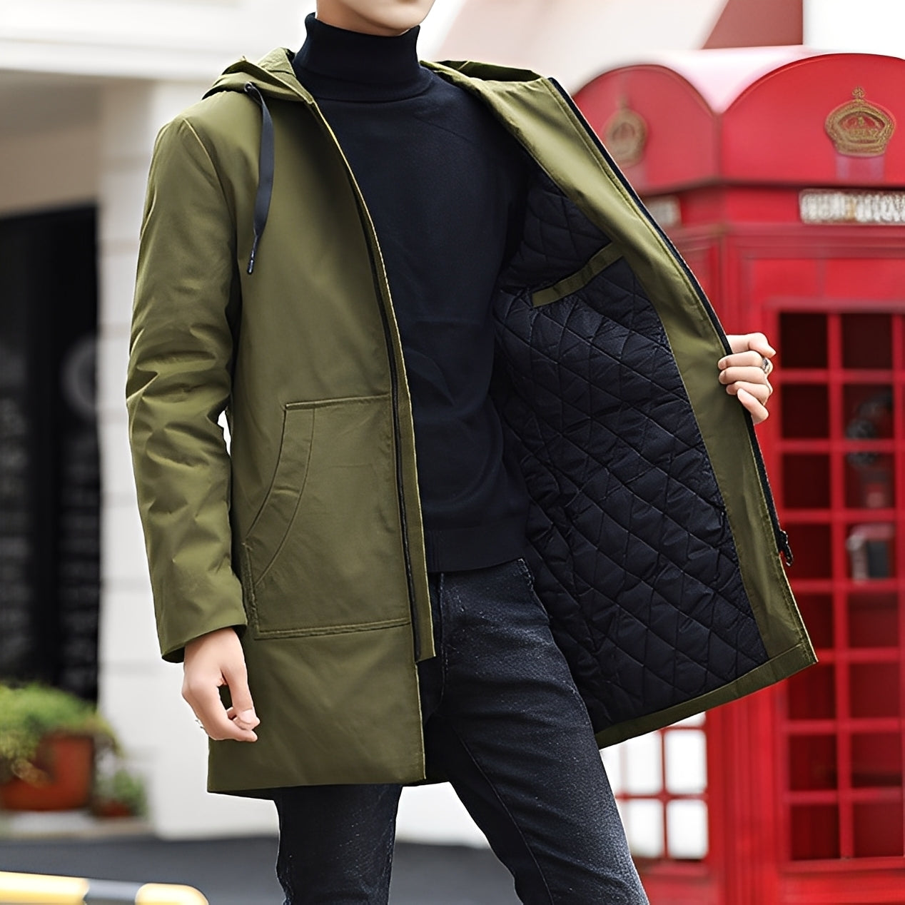 Derren - Luźna, lekka kurtka męska z kapturem