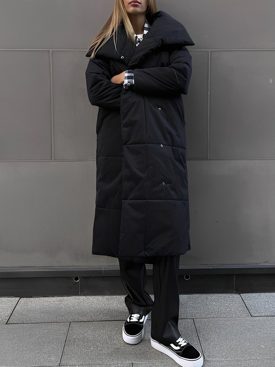 Adaline - Damska, długa, ciepła, w kratę kurtka