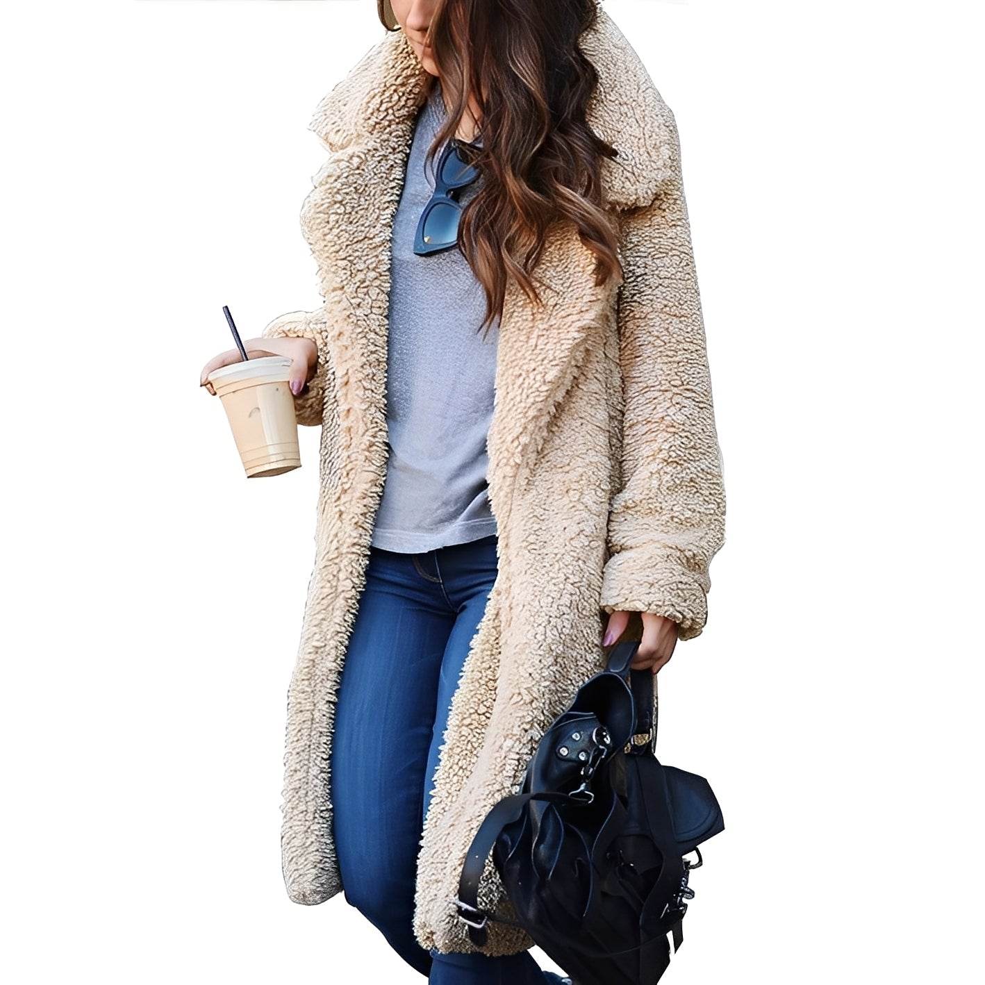 Katharine - Elegancki płaszcz z wełny i pluszu dla kobiet