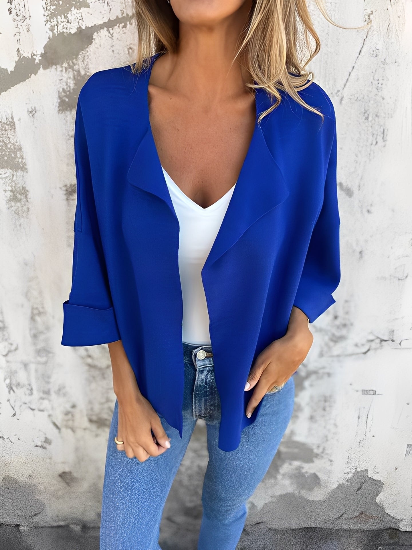 Angelle - Elegancki, swobodny damski blezer z zamszu