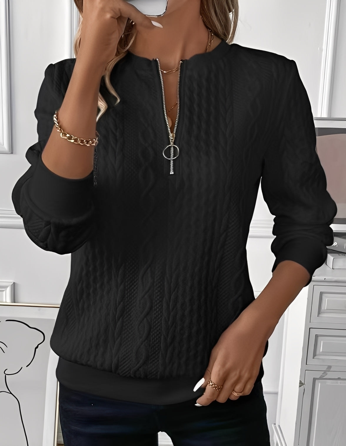 Davida - Stylowy, subtelny sweter damski z pikowaniem