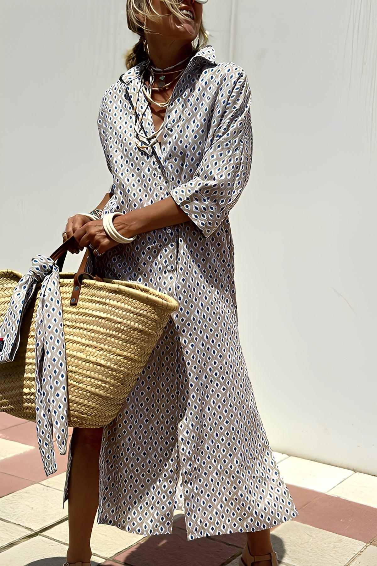 Amélie - Sukienka w paski klasyczna dla kobiet