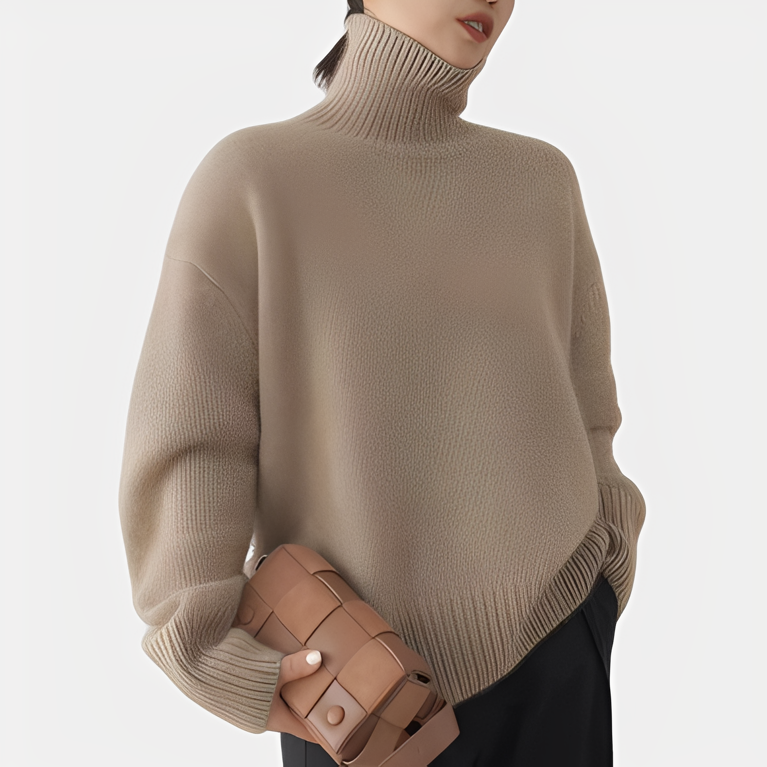 Amilia - Elegancki, luźny sweter z golfem dla kobiet