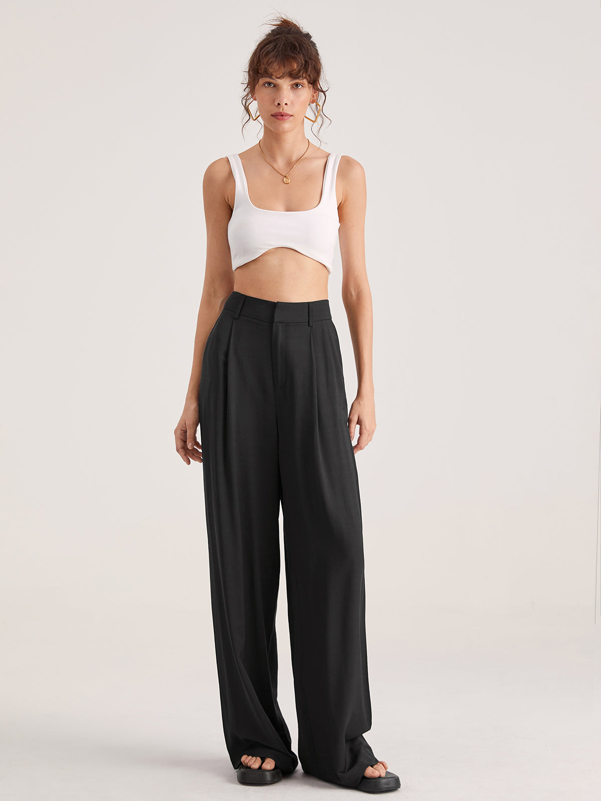 Nadia – Faltvorderhose z Wysokim Stanem