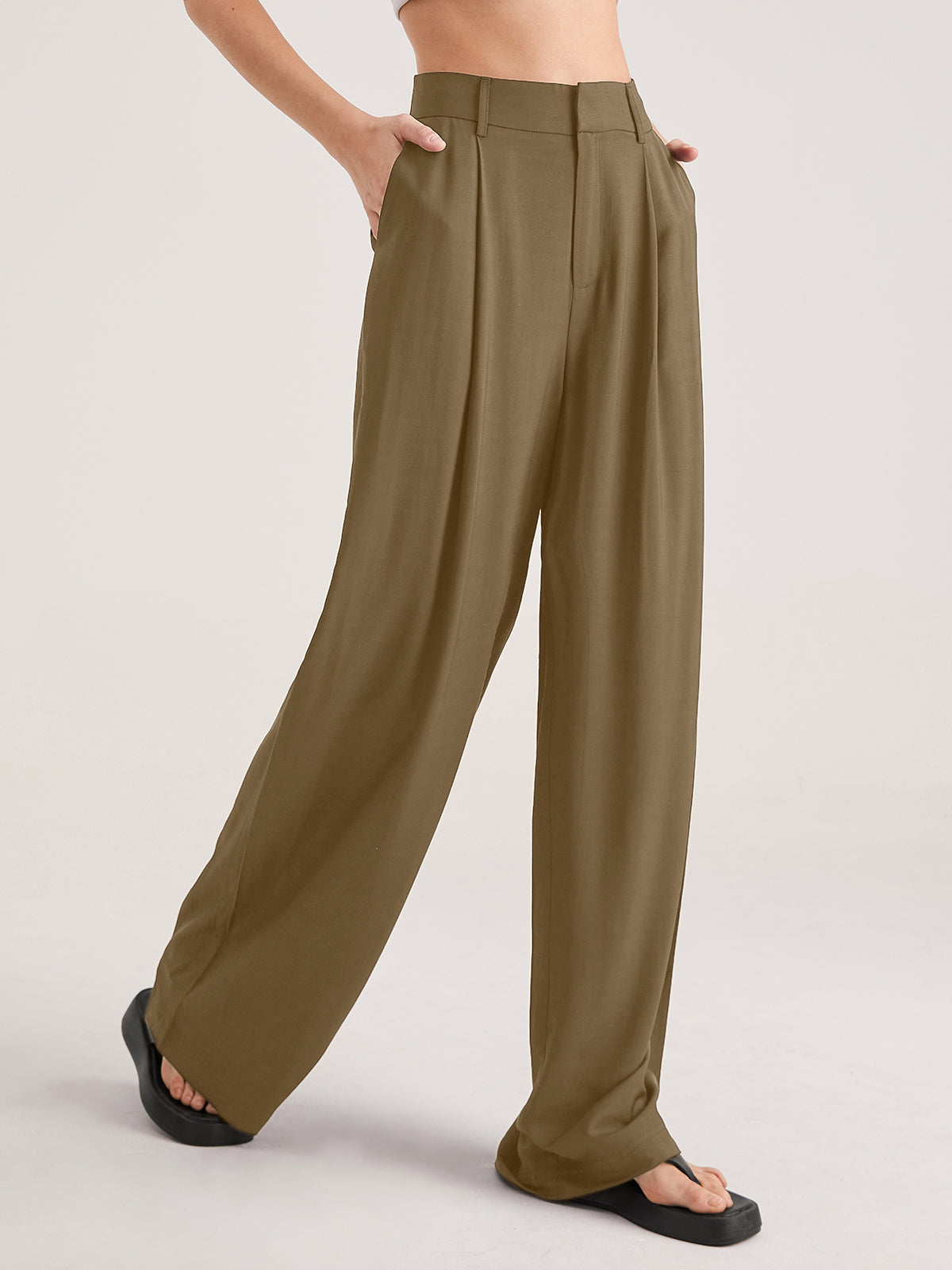 Nadia – Faltvorderhose z Wysokim Stanem