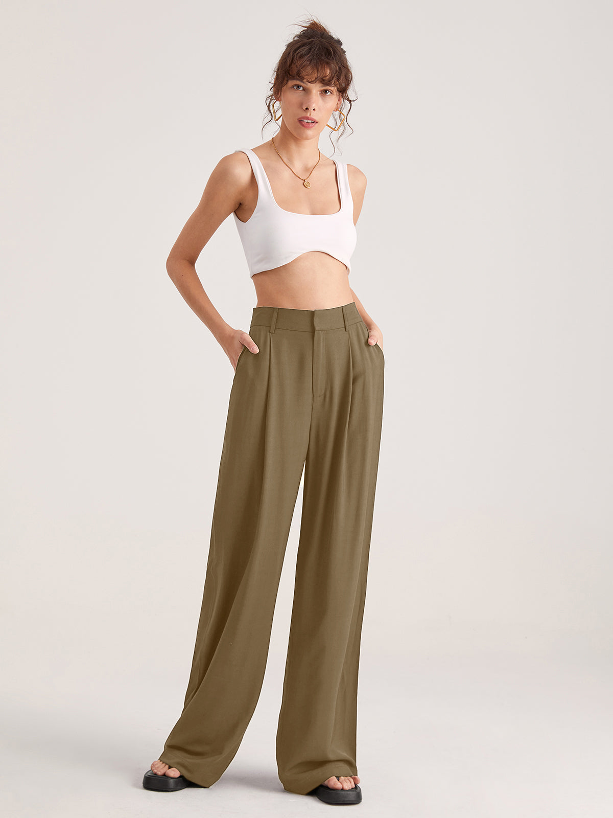 Nadia – Faltvorderhose z Wysokim Stanem