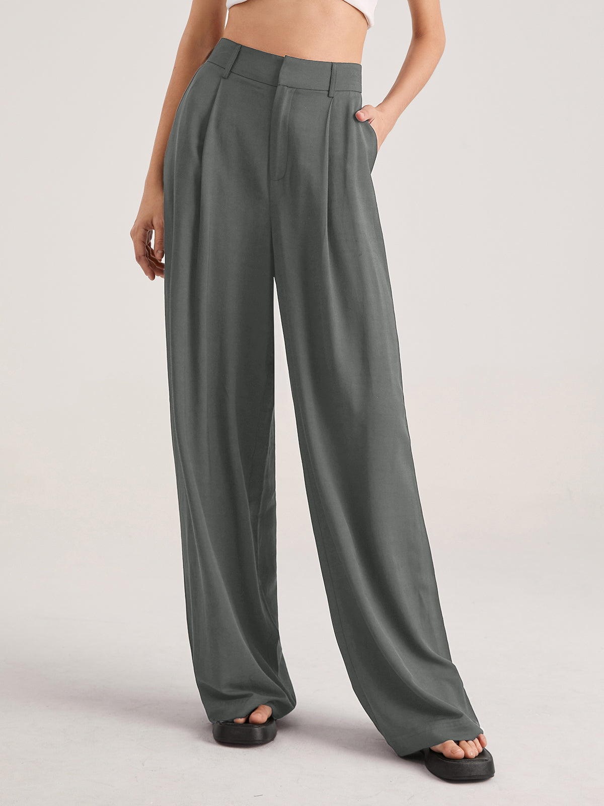 Nadia – Faltvorderhose z Wysokim Stanem