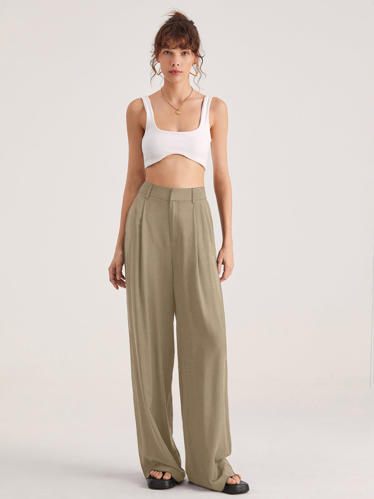 Nadia – Faltvorderhose z Wysokim Stanem