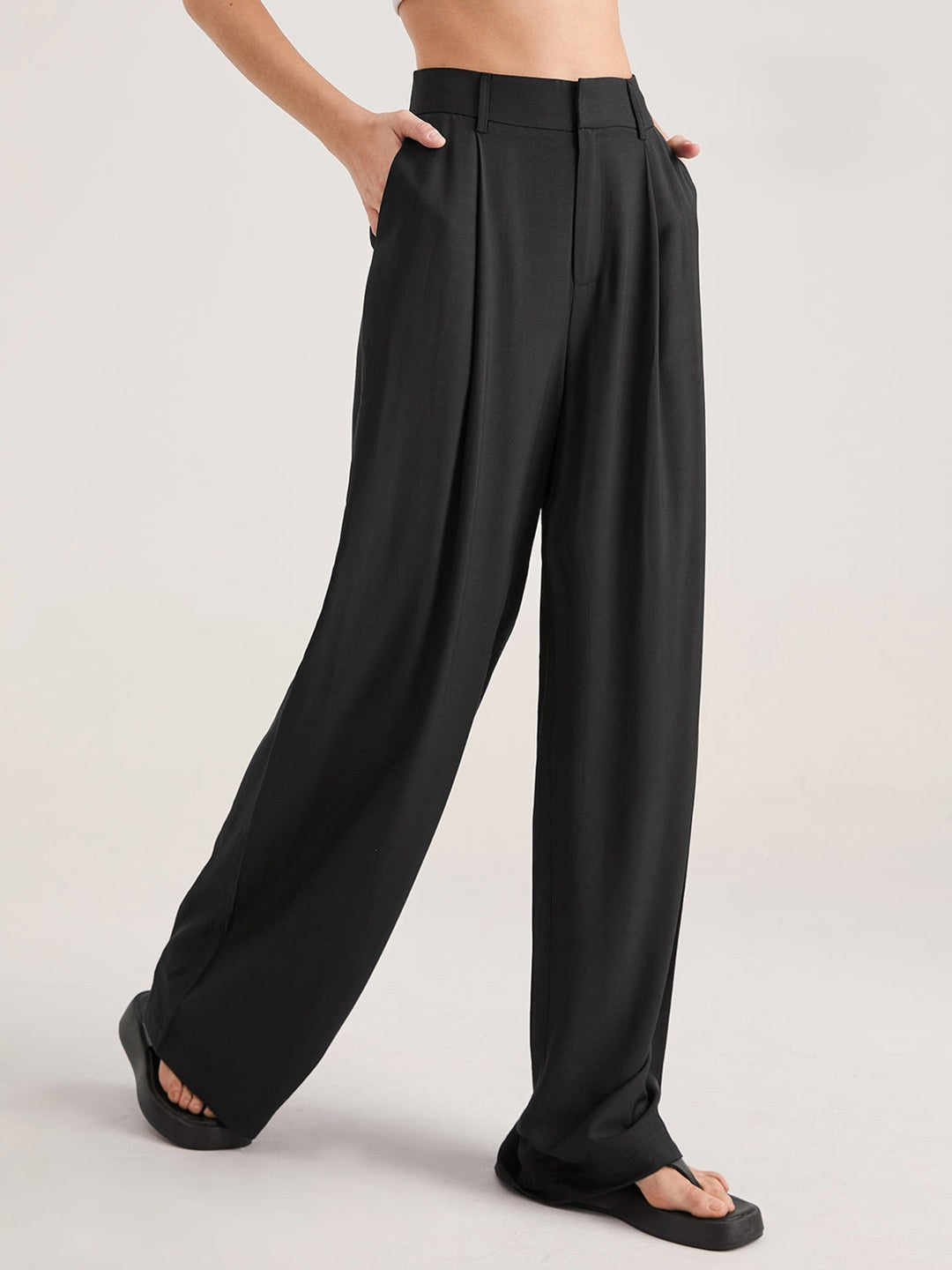 Nadia – Faltvorderhose z Wysokim Stanem